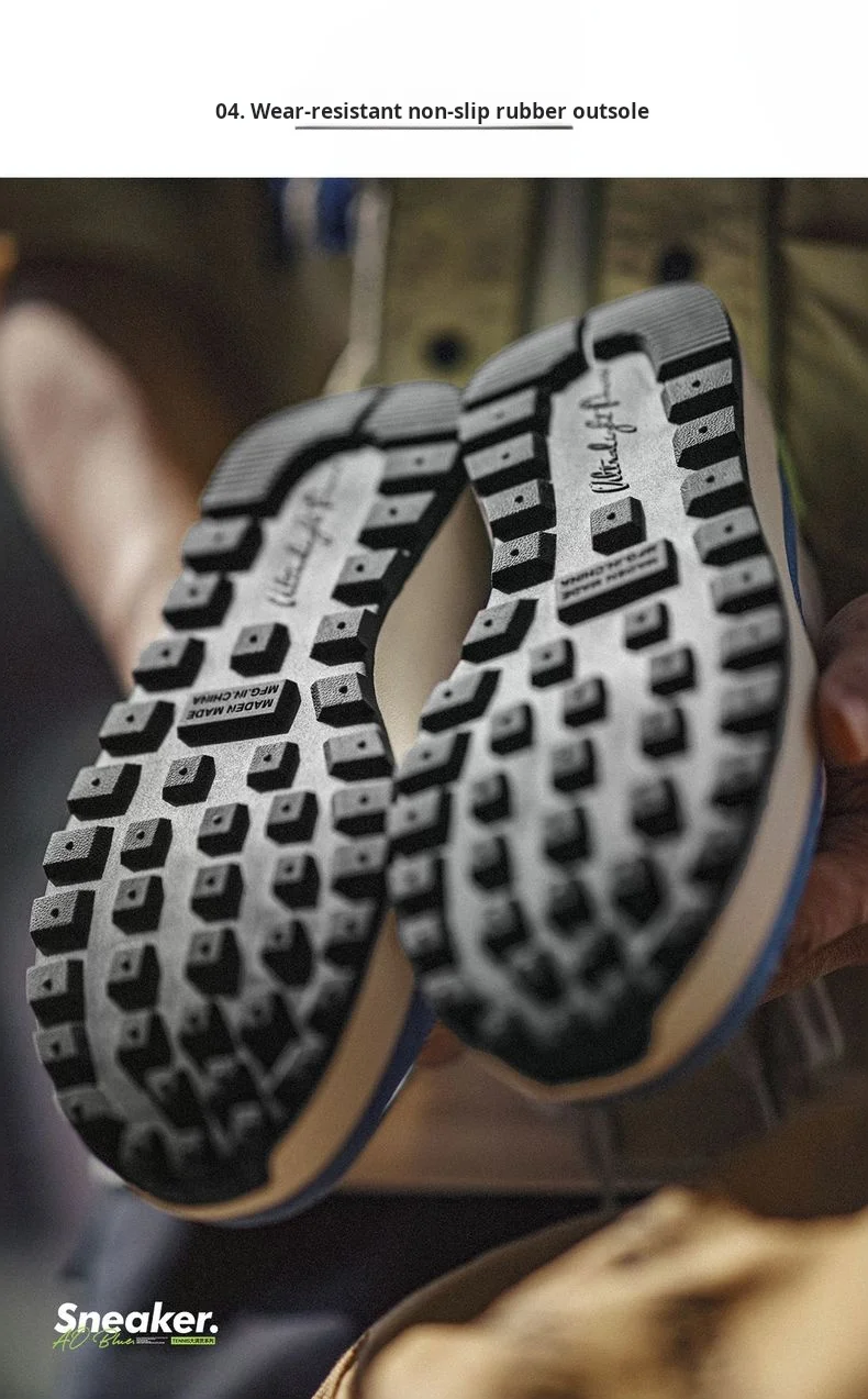 Maden Summer Color-Block Mesh Running Shoes Men Breathable Low-Top Tennis Sneakers Thick-soled Casual Versatile Anti-slip Shoes