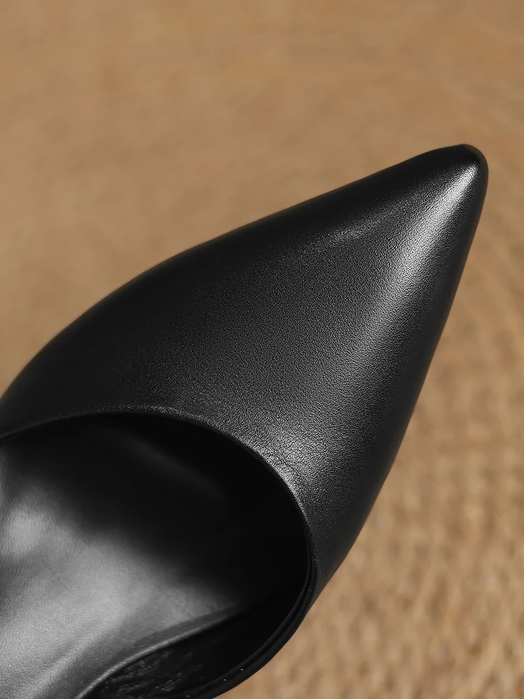 2025 NEW Women Trend Summer Ankle Strap Sandals Sexy High Thin Heels Brown Suede Black Leather Closed Pointed Toe Party Shoes