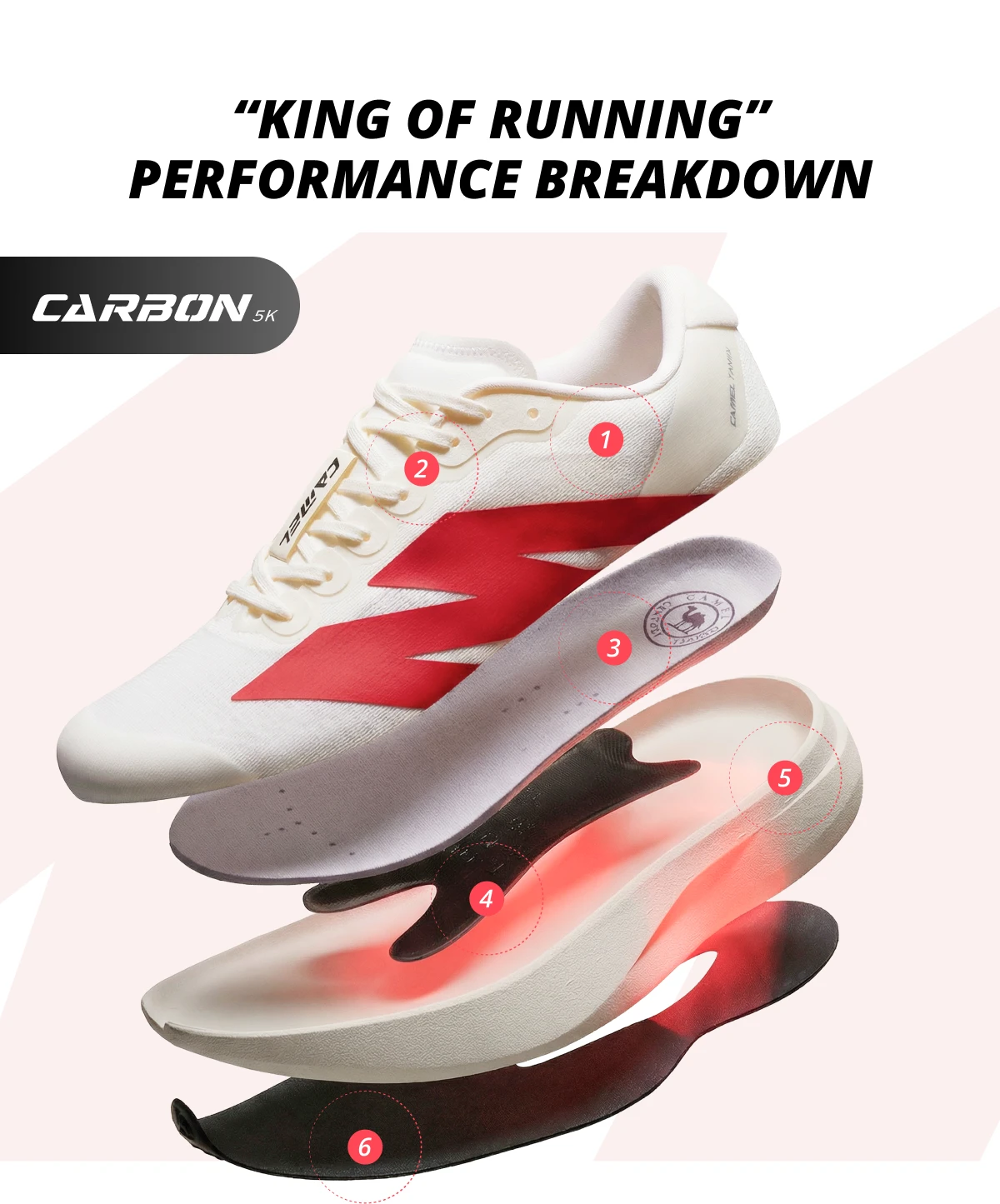 Golden Camel 5K Carbon Plate Running Shoes for Men's Women Mesh Breathable Comfortable Running Shoes Casual Sports Shoes