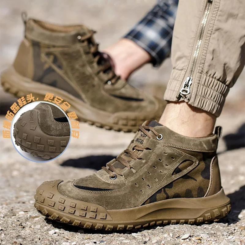 Camouflage Indestructible Shoes Puncture-Proof Safety Shoes Men Anti Scald Welding Boots Steel Toe Shoes Non-slip Work Boots