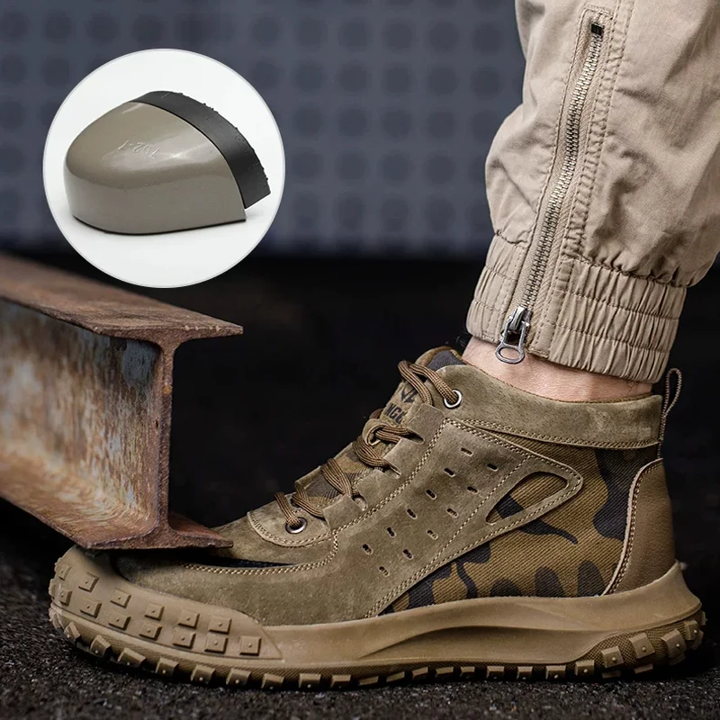 Camouflage Indestructible Shoes Puncture-Proof Safety Shoes Men Anti Scald Welding Boots Steel Toe Shoes Non-slip Work Boots