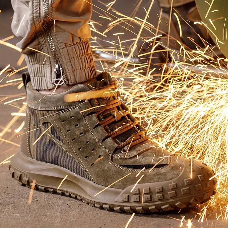 Camouflage Indestructible Shoes Puncture-Proof Safety Shoes Men Anti Scald Welding Boots Steel Toe Shoes Non-slip Work Boots