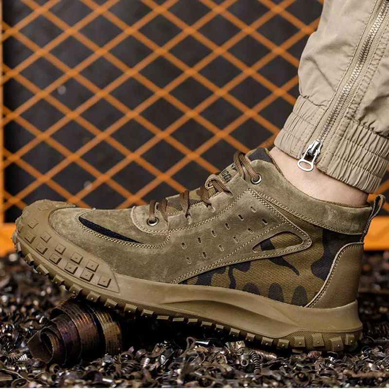 Camouflage Indestructible Shoes Puncture-Proof Safety Shoes Men Anti Scald Welding Boots Steel Toe Shoes Non-slip Work Boots