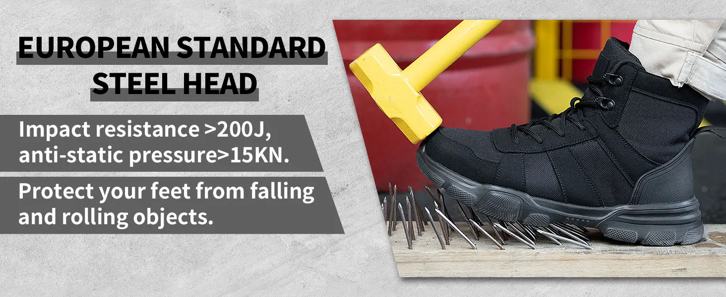 Comfortable Men's Safety Shoes Durable Men's Work Shoes Anti Smash Puncture Proof Factory Grade Outdoor Construction Footwear