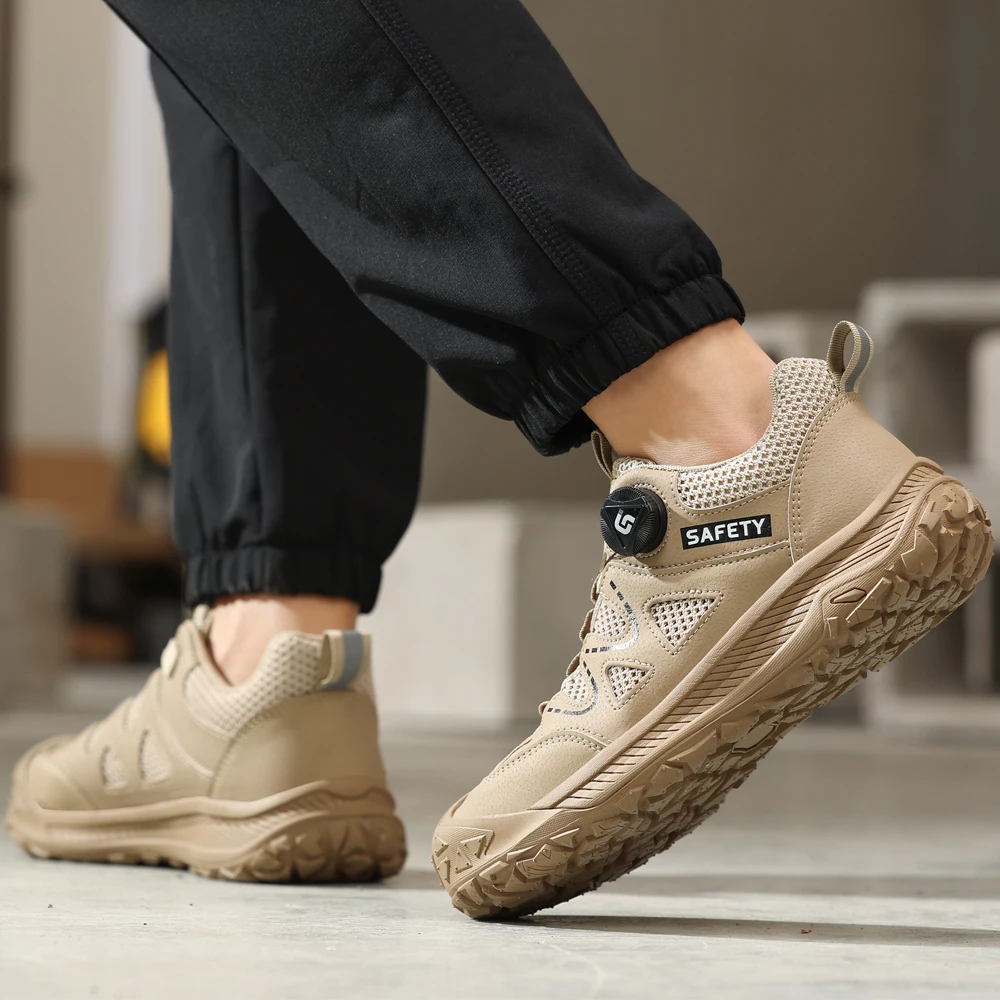 Breathable Men's Safety Shoes Work Sneakers Male Steel Toe Shoes Anti-Smash Anti Puncture Security Indestructible Shoes Non-slip