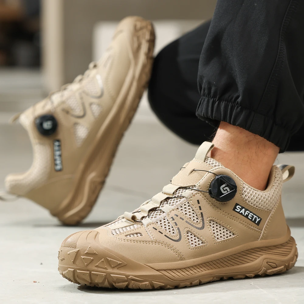 Breathable Men's Safety Shoes Work Sneakers Male Steel Toe Shoes Anti-Smash Anti Puncture Security Indestructible Shoes Non-slip