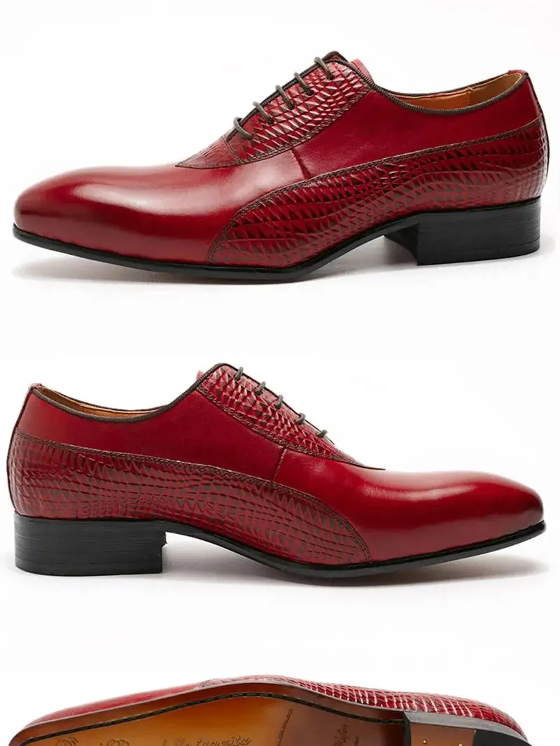 Men's Crocodile Embossed Leather Oxfords Business Formal Shoes for Professional Meetings Dinner Weddings