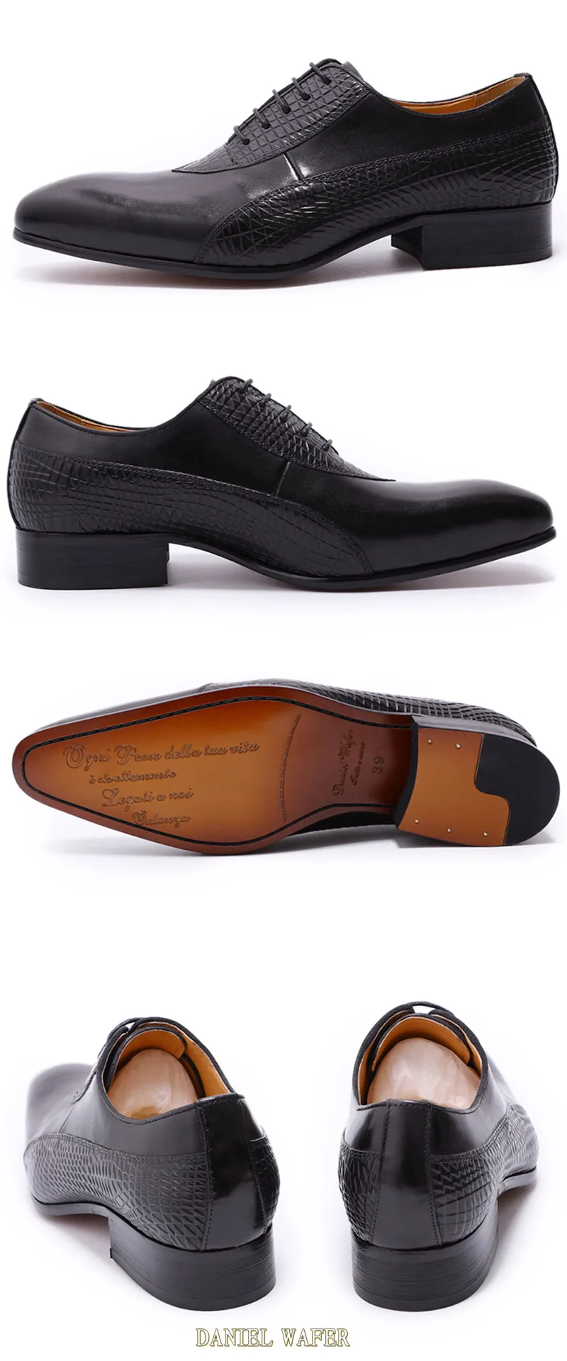 Men's Crocodile Embossed Leather Oxfords Business Formal Shoes for Professional Meetings Dinner Weddings