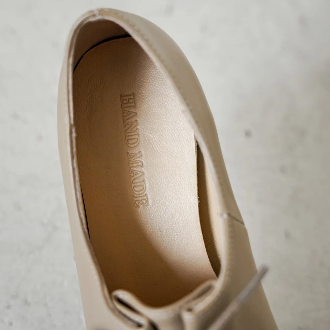 danxuefei 2026 spring new women's sheepskin round toe lace-up pleated flats oxfords high quality soft comfortable casual shoes