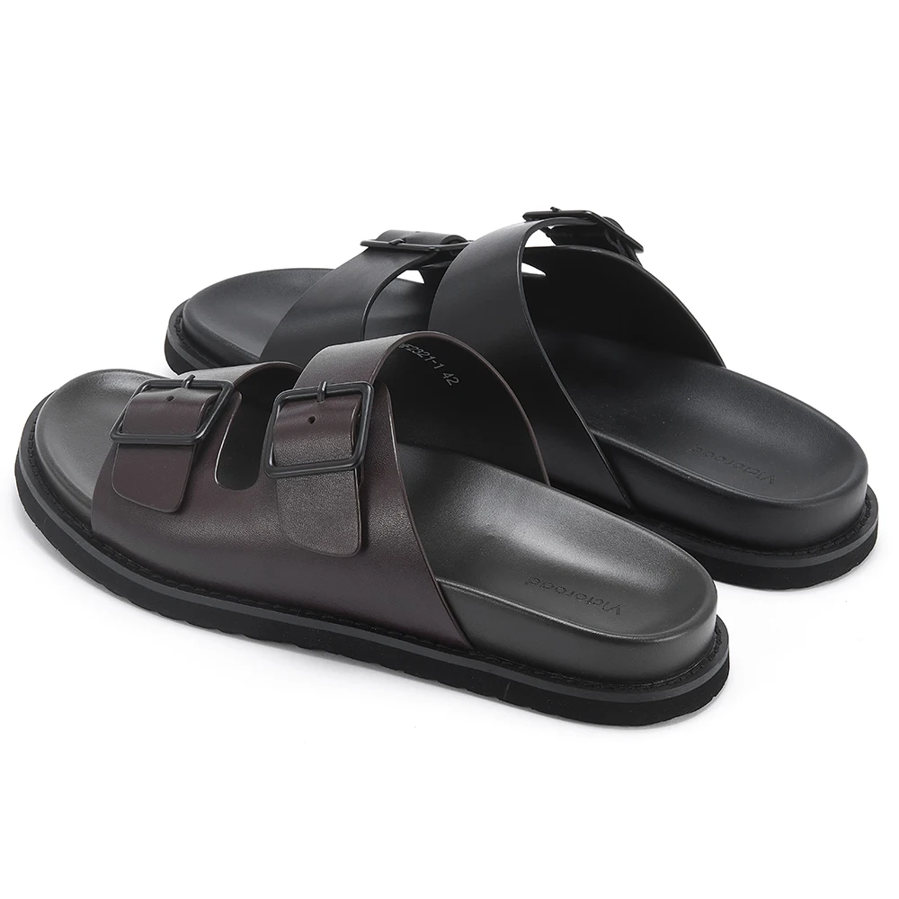 Men's Non-Slip Calf Leather Sandals Source Factory Slides Beach Slippers Outdoor Shoes Comfortable Breathable Summer Footwear