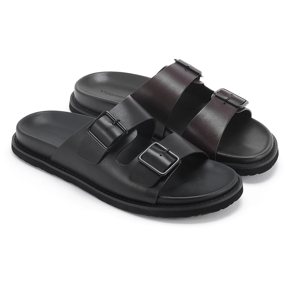 Men's Non-Slip Calf Leather Sandals Source Factory Slides Beach Slippers Outdoor Shoes Comfortable Breathable Summer Footwear
