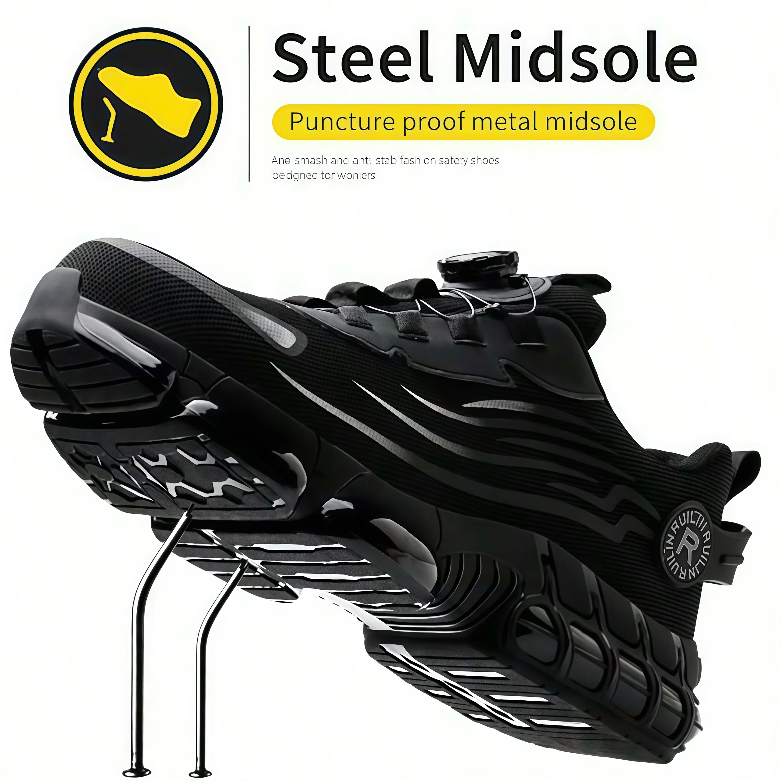Industrial Men's Safety Boots Breathable Men's Work Shoes Puncture Proof Anti Impact Durable Comfort Construction Sneakers