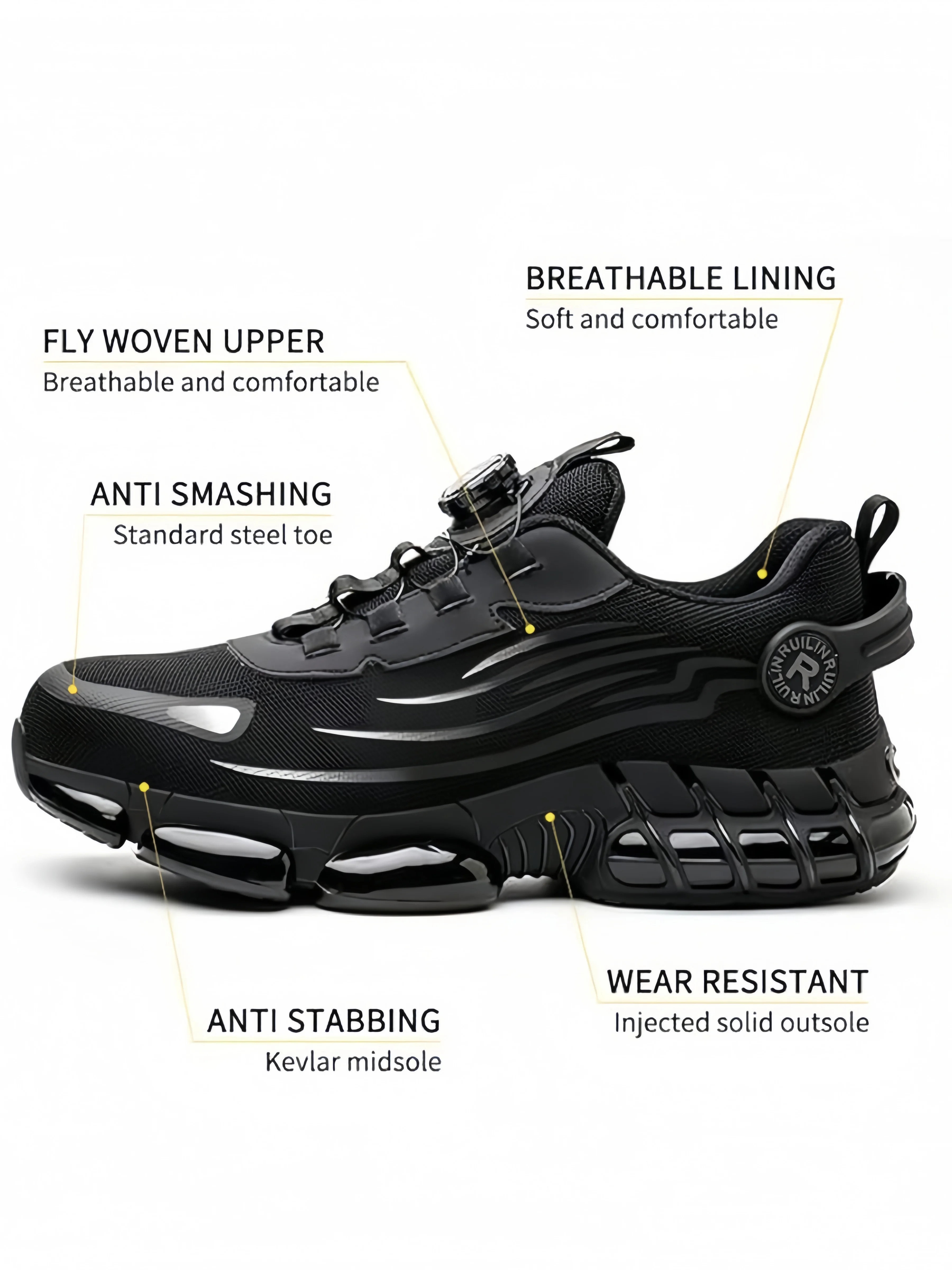 Industrial Men's Safety Boots Breathable Men's Work Shoes Puncture Proof Anti Impact Durable Comfort Construction Sneakers
