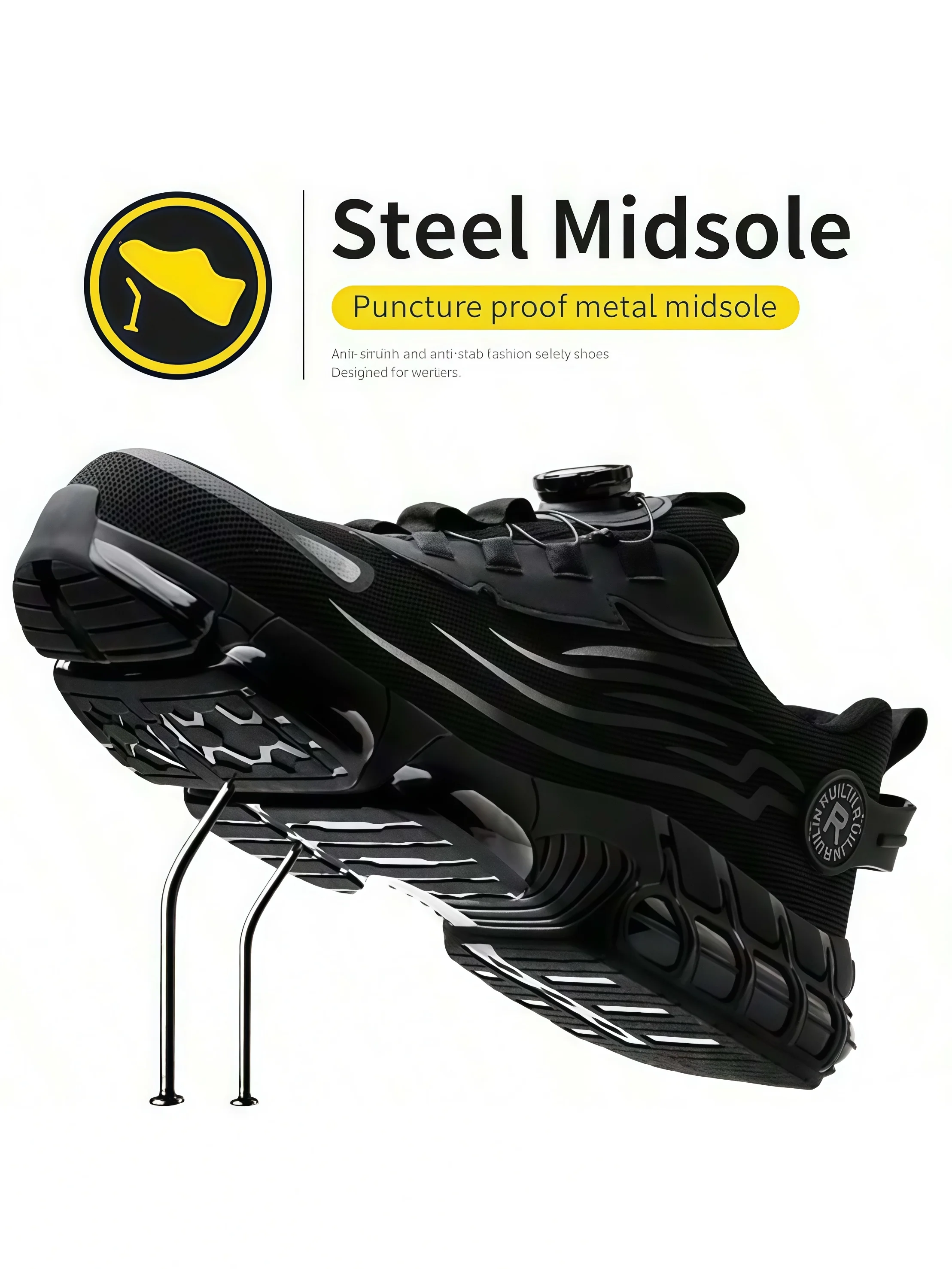 Industrial Men's Safety Boots Breathable Men's Work Shoes Puncture Proof Anti Impact Durable Comfort Construction Sneakers