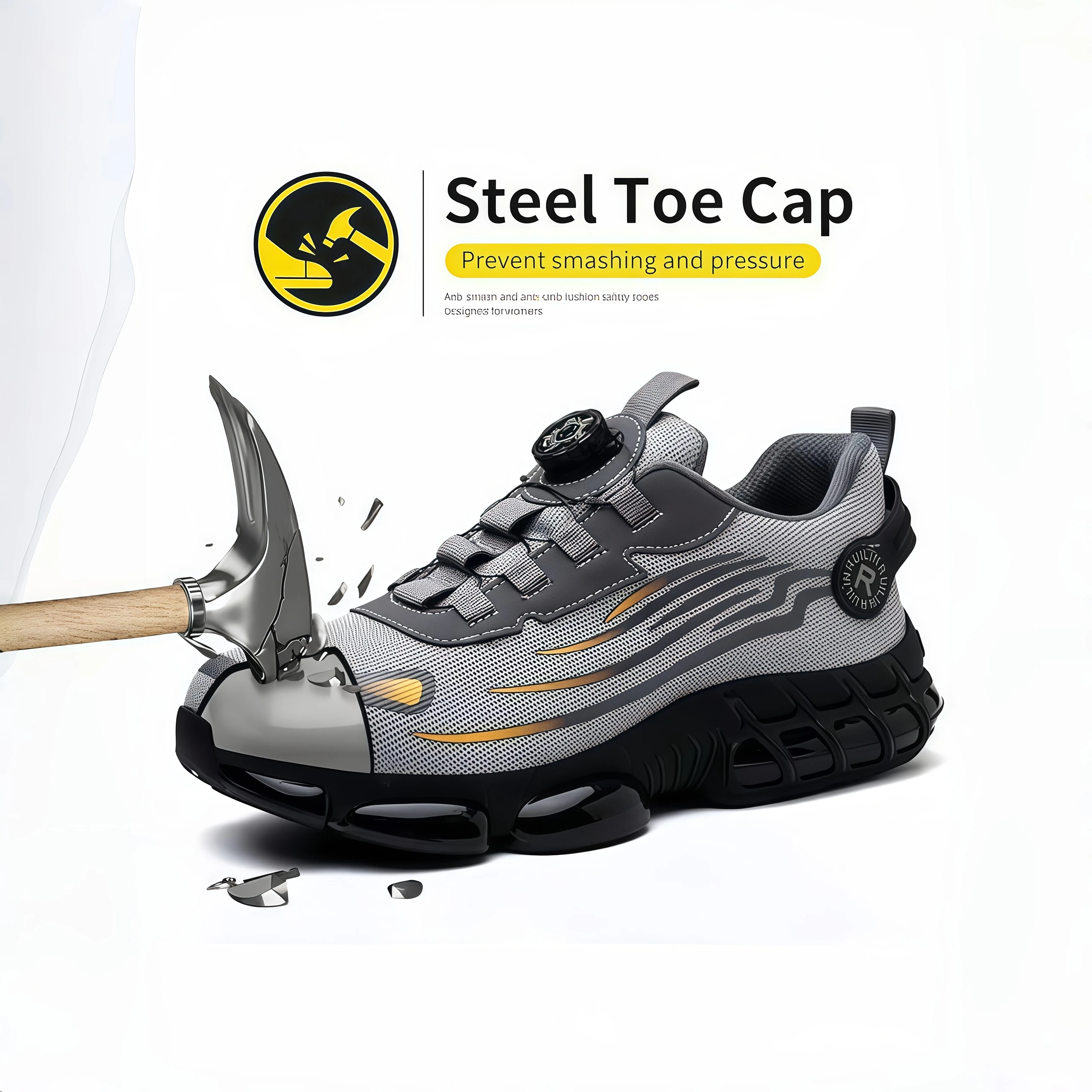 Industrial Men's Safety Boots Breathable Men's Work Shoes Puncture Proof Anti Impact Durable Comfort Construction Sneakers