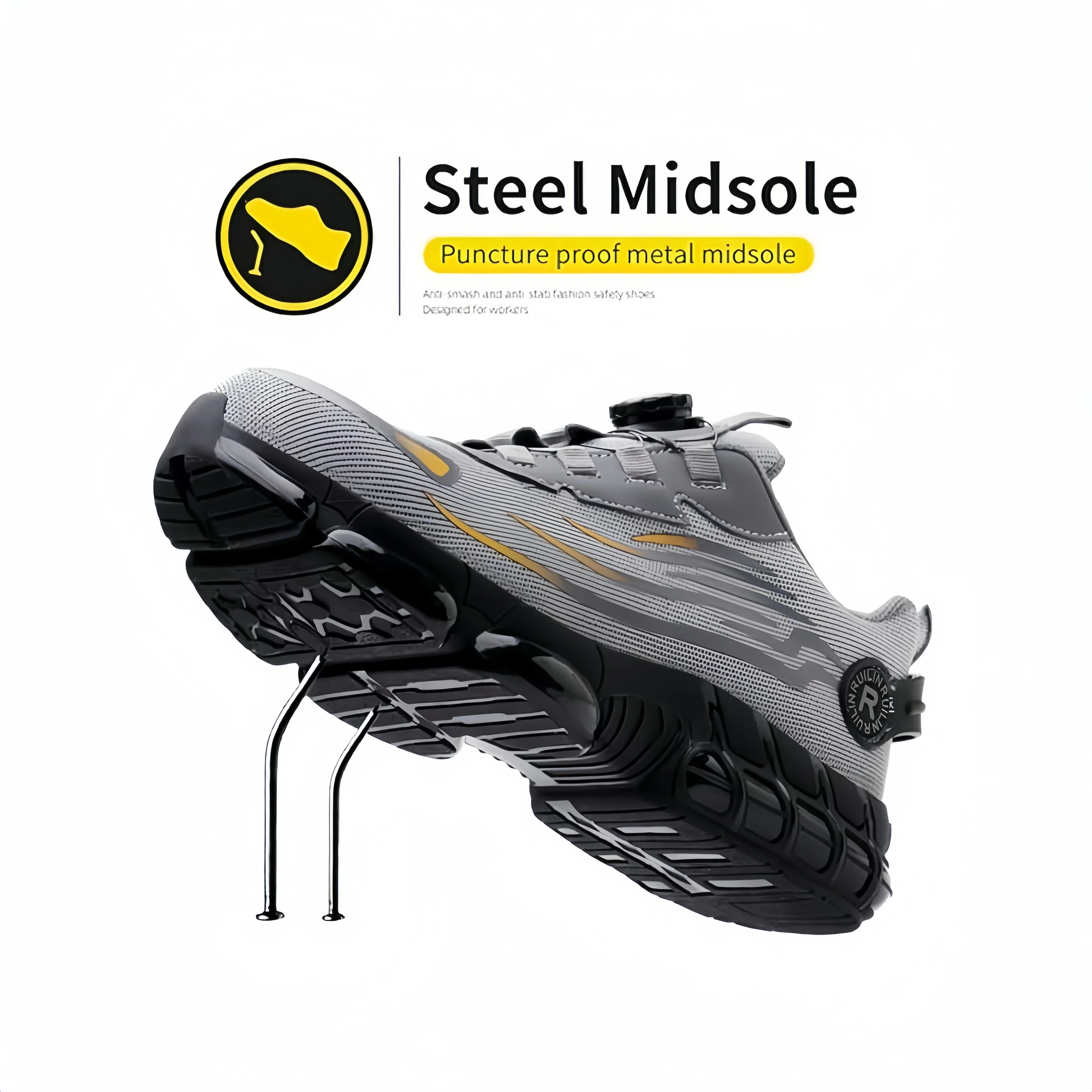 Industrial Men's Safety Boots Breathable Men's Work Shoes Puncture Proof Anti Impact Durable Comfort Construction Sneakers