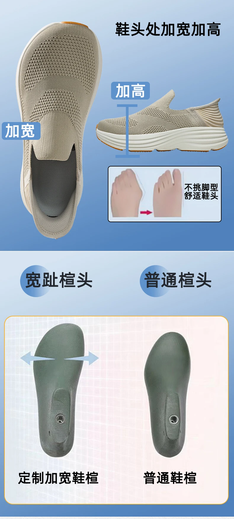Wide Men's Slip-On Walking Shoes Lightweight Breathable Outdoor Casual Sports Running Shoes Sneakers For Swollen Feet