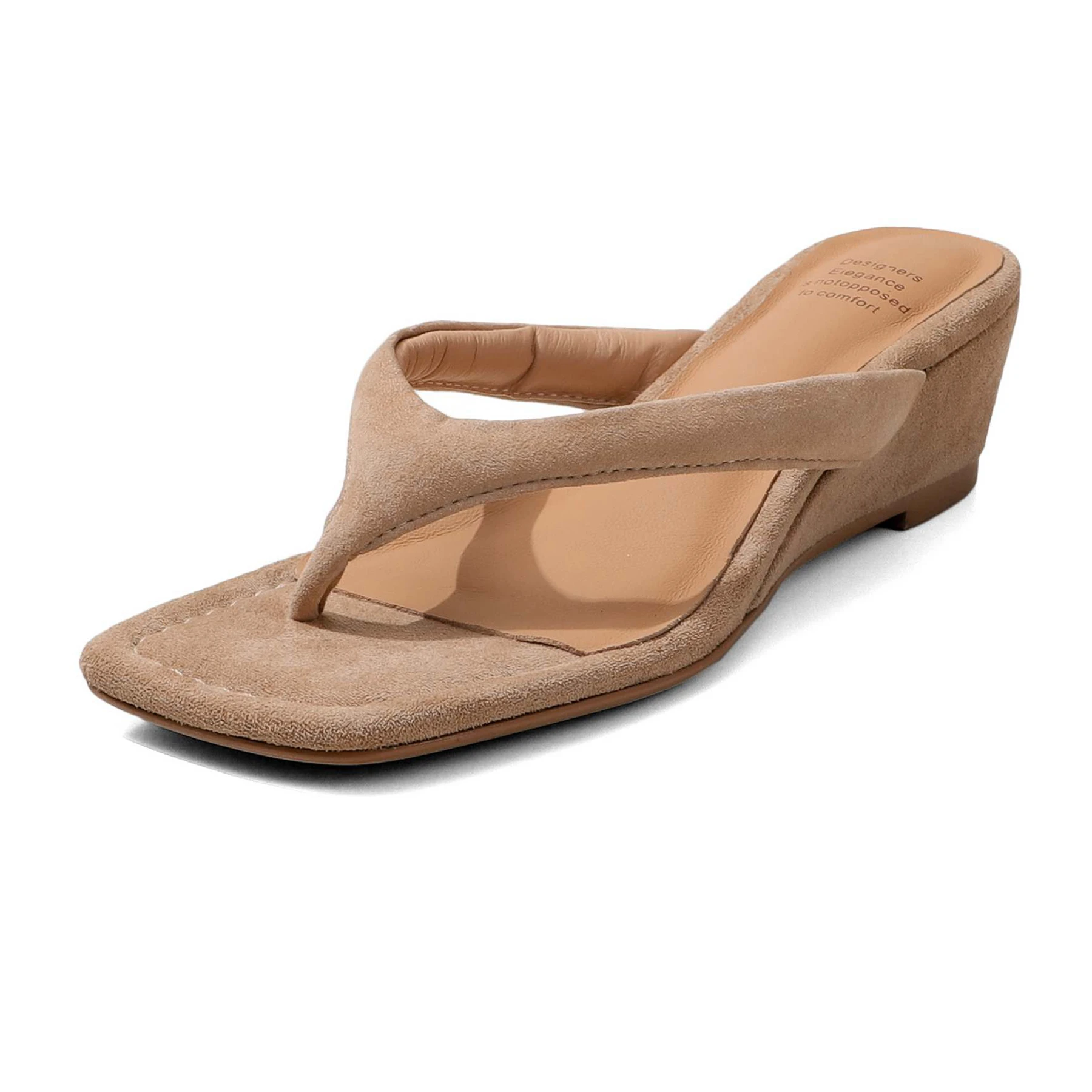 Krazing Pot Genuine Leather Mules Flip Flops Slingback Summer Shoes Concise Design Wedges Casual Fashion Women Outside Slippers
