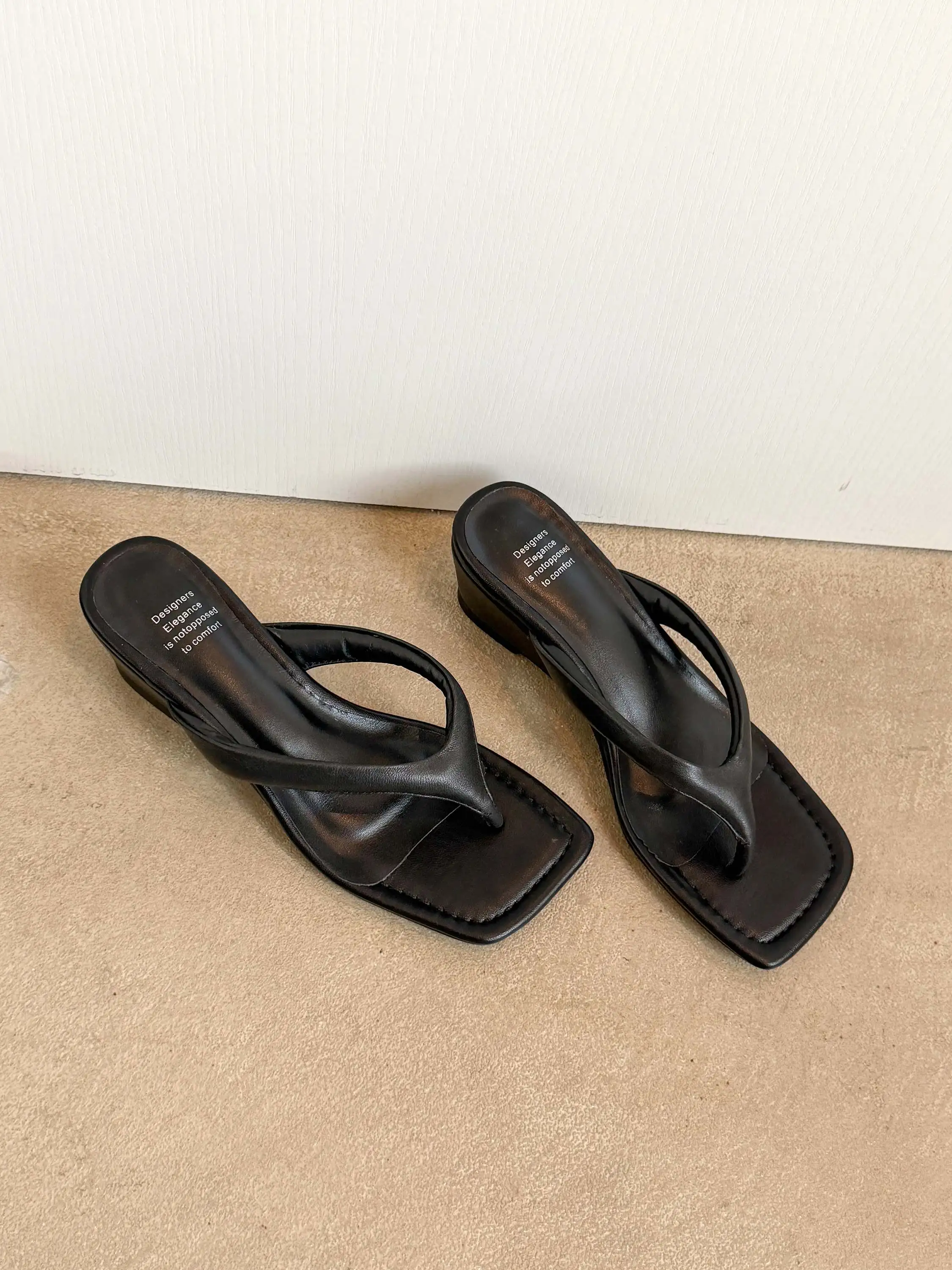Krazing Pot Genuine Leather Mules Flip Flops Slingback Summer Shoes Concise Design Wedges Casual Fashion Women Outside Slippers