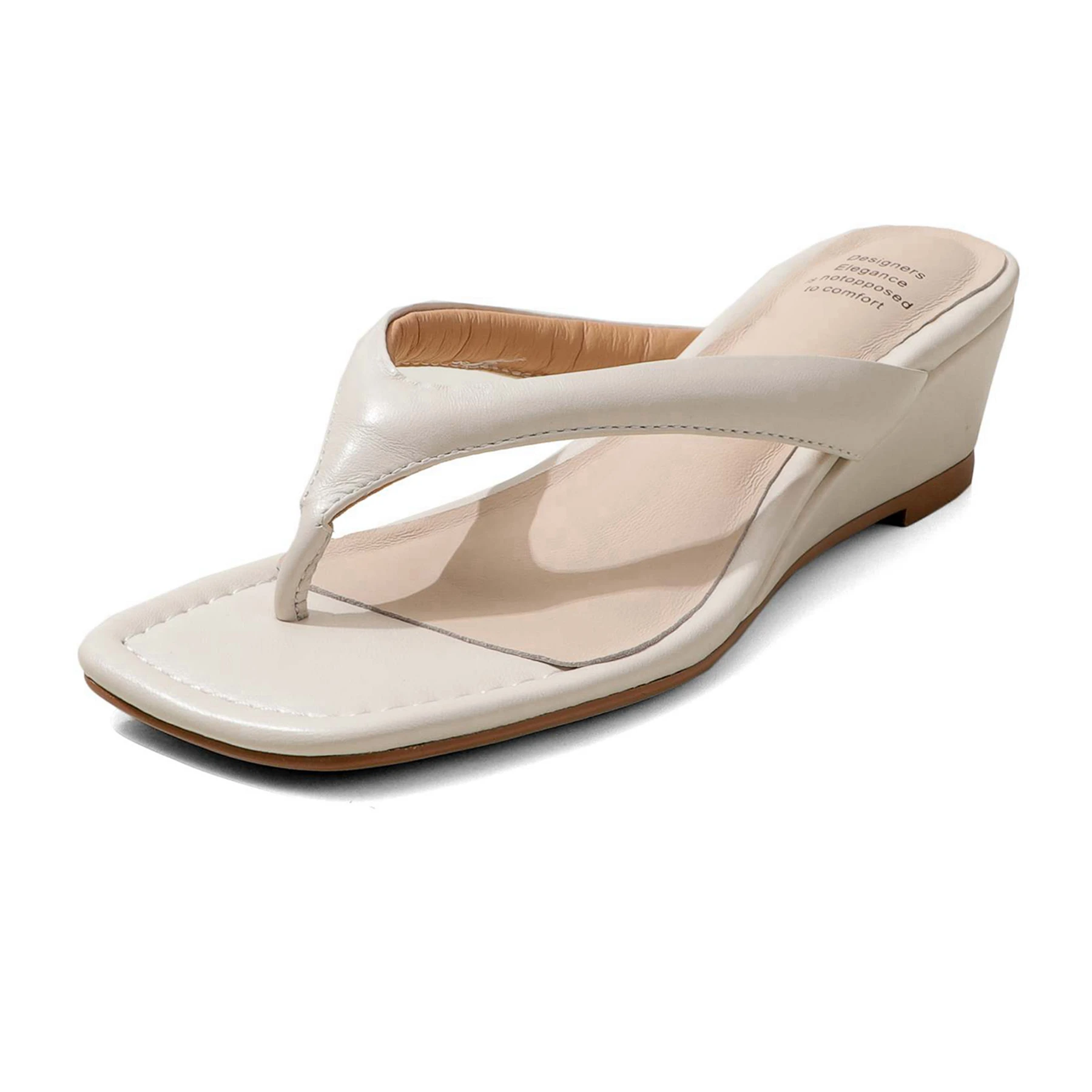 Krazing Pot Genuine Leather Mules Flip Flops Slingback Summer Shoes Concise Design Wedges Casual Fashion Women Outside Slippers