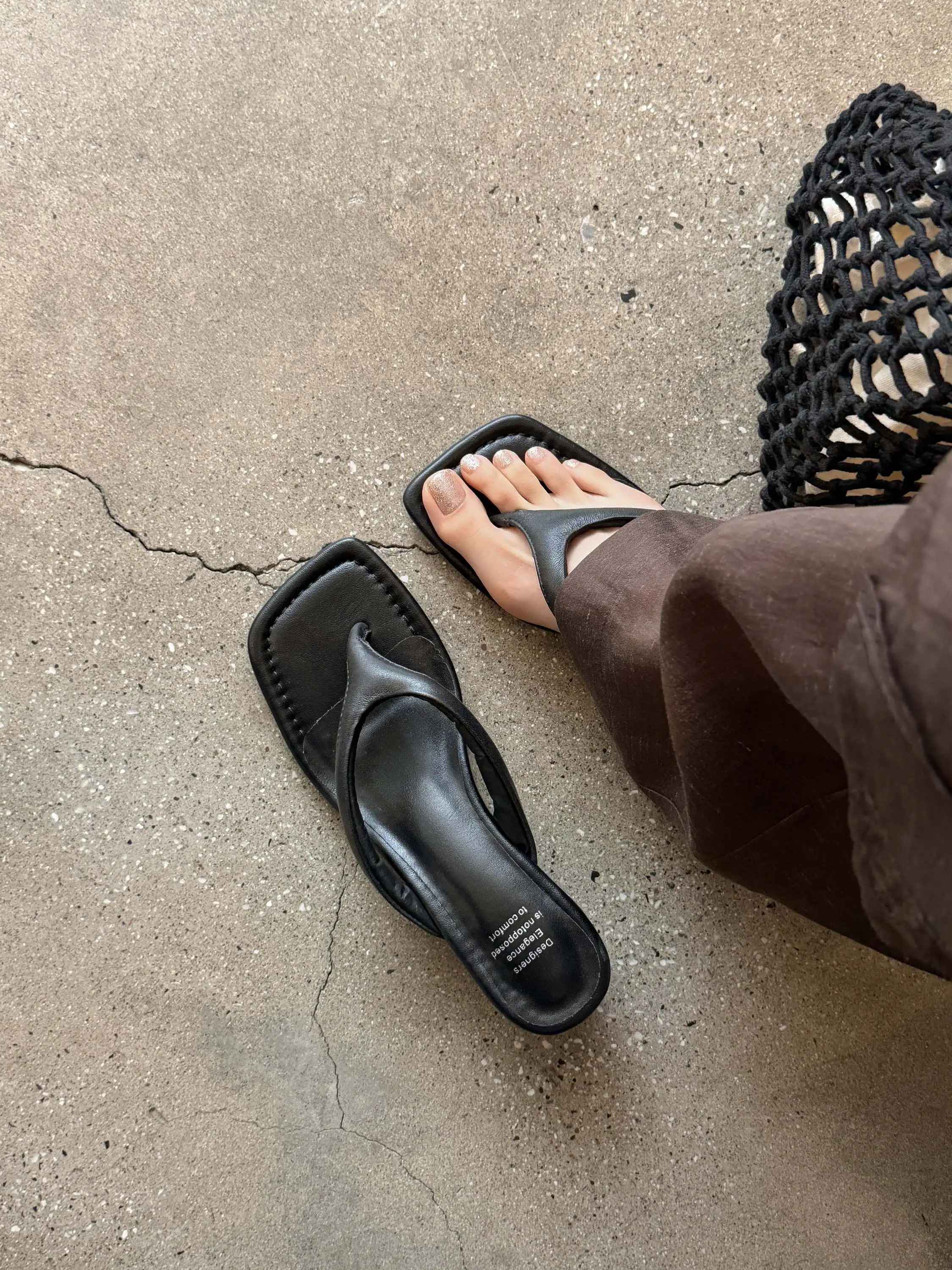 Krazing Pot Genuine Leather Mules Flip Flops Slingback Summer Shoes Concise Design Wedges Casual Fashion Women Outside Slippers