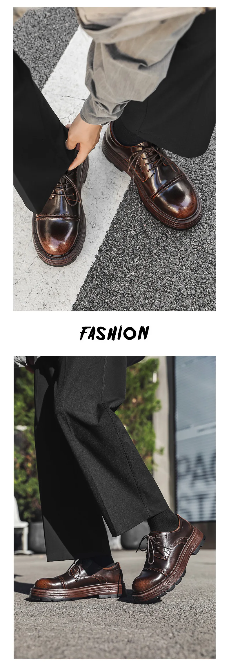 Height Increasing Vintage British Men Casual Leather Shoes Dress Tooling Boots Outdoor Business Loafers Spring Summer Shoes