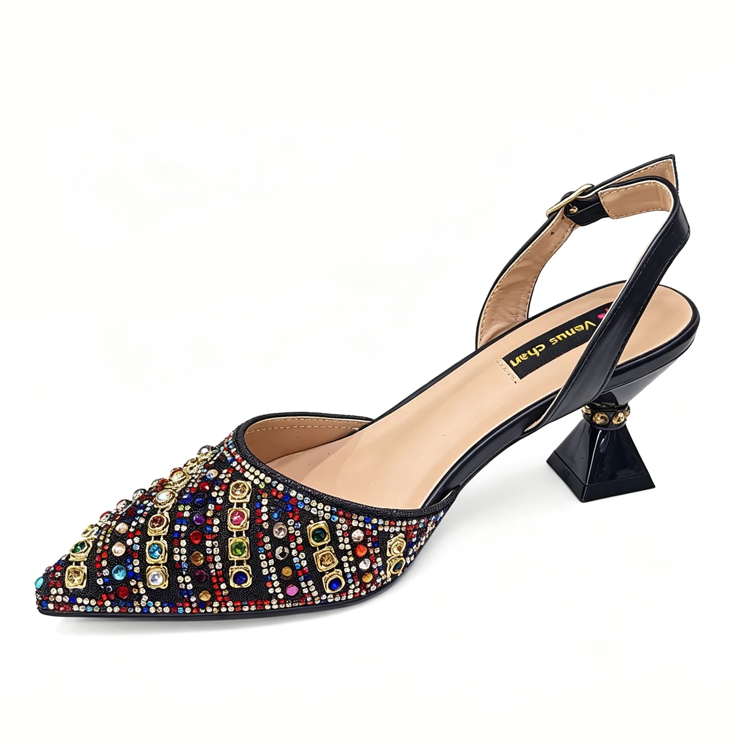 Italian Shoes with Matching Bags Set Decorated with Rhinestone African Shoes for Women Mid Heels Party Pumps Plus Size Heels 43
