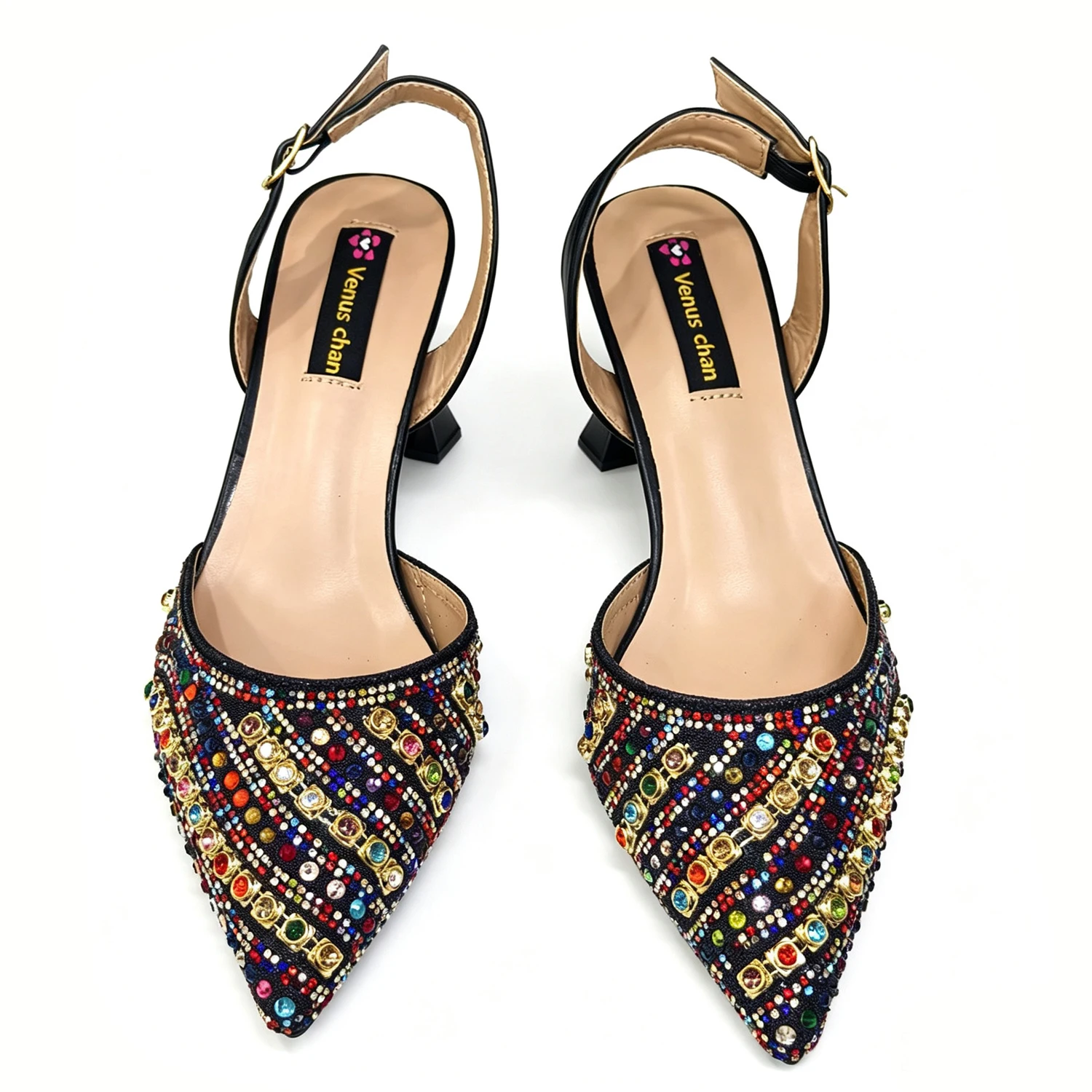 Italian Shoes with Matching Bags Set Decorated with Rhinestone African Shoes for Women Mid Heels Party Pumps Plus Size Heels 43