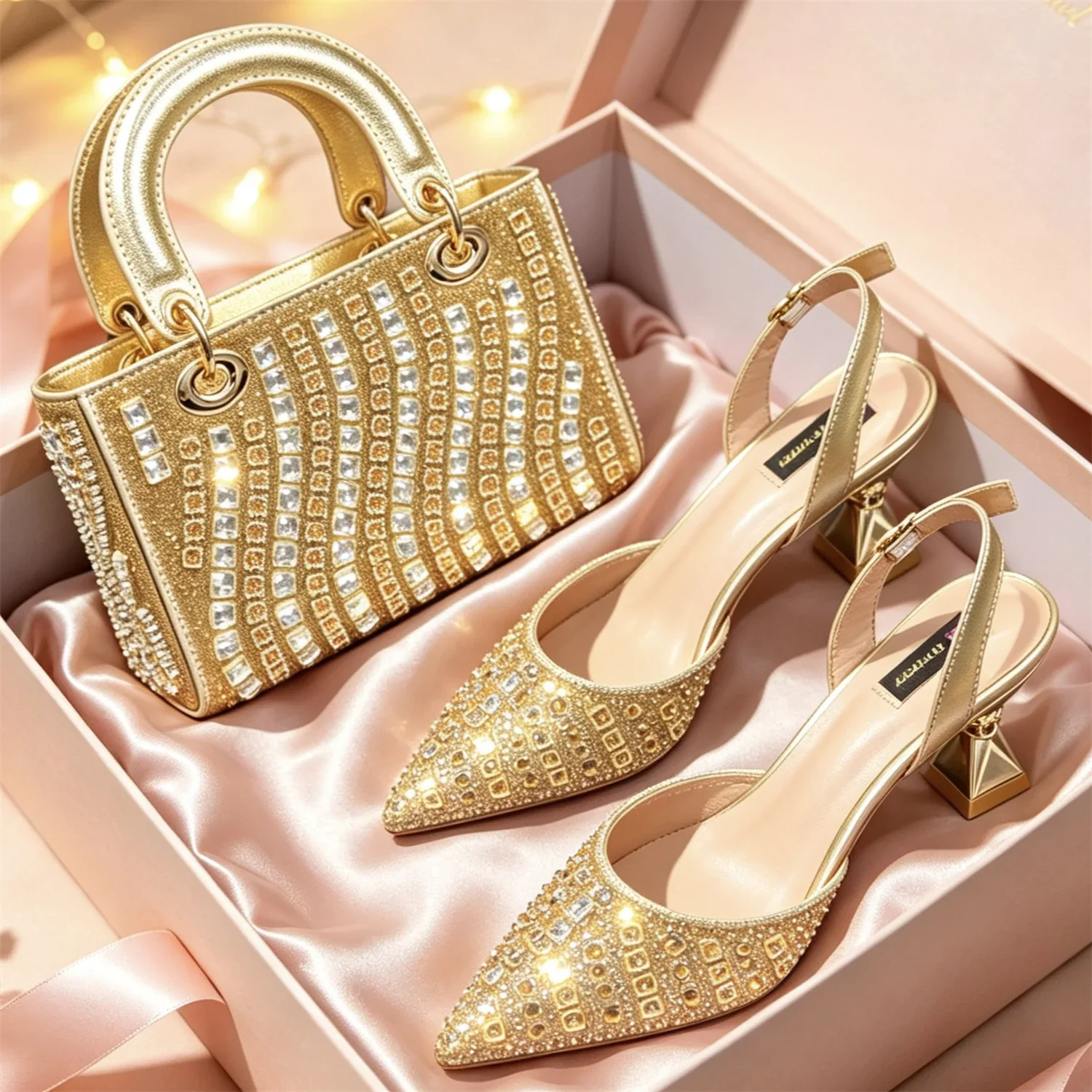 Italian Shoes with Matching Bags Set Decorated with Rhinestone African Shoes for Women Mid Heels Party Pumps Plus Size Heels 43
