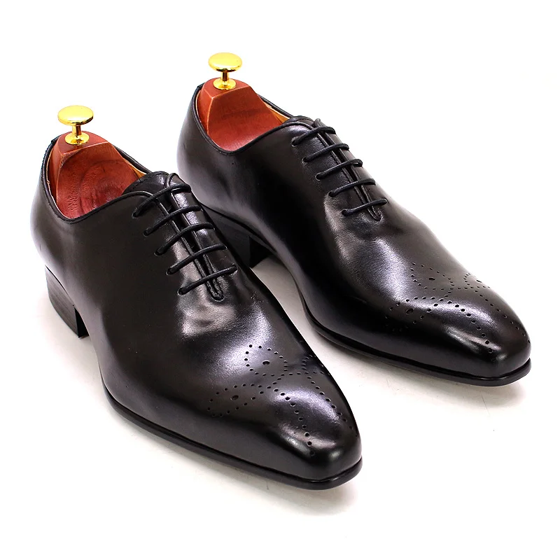Italian Mens Genuine Leather Dress Shoes Blue Purple Oxfords Wedding Party Formal Shoes Whole Cut Elegant Men's Footwear