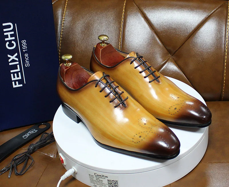 Italian Mens Genuine Leather Dress Shoes Blue Purple Oxfords Wedding Party Formal Shoes Whole Cut Elegant Men's Footwear