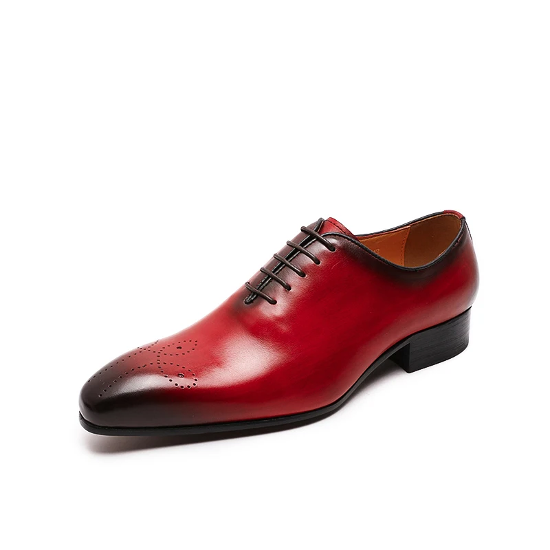 Italian Mens Genuine Leather Dress Shoes Blue Purple Oxfords Wedding Party Formal Shoes Whole Cut Elegant Men's Footwear