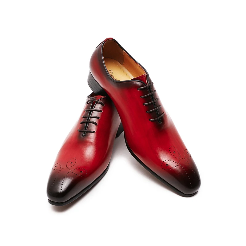 Italian Mens Genuine Leather Dress Shoes Blue Purple Oxfords Wedding Party Formal Shoes Whole Cut Elegant Men's Footwear