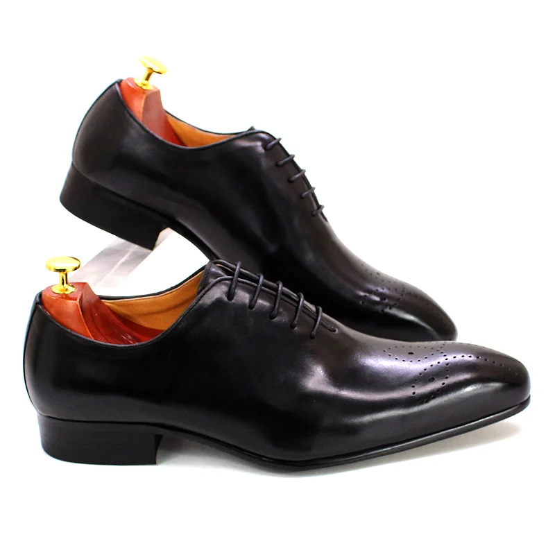 Italian Mens Genuine Leather Dress Shoes Blue Purple Oxfords Wedding Party Formal Shoes Whole Cut Elegant Men's Footwear