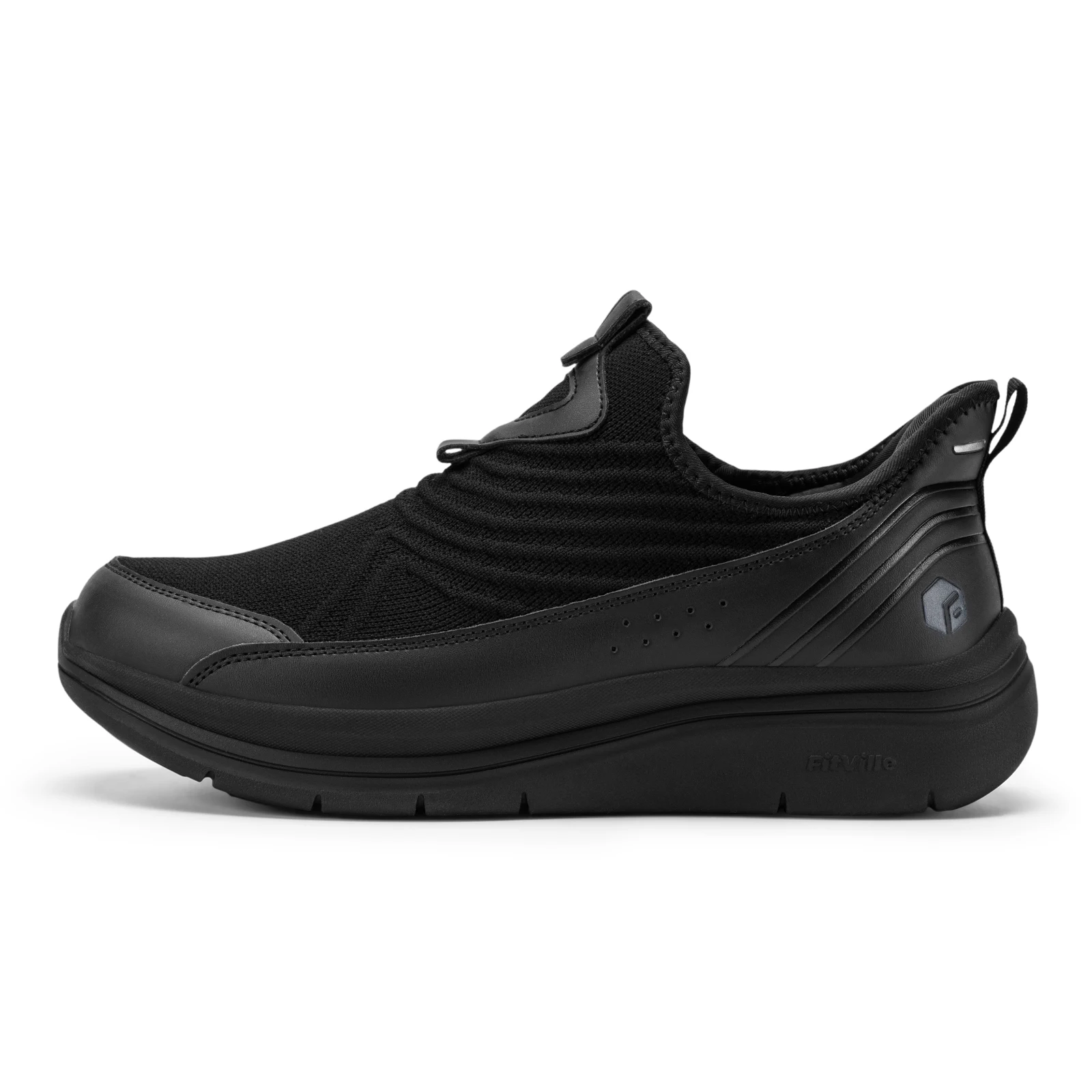FitVille Men's Soes Extra Wide Slip-On Walking Shoes for Men Orthopedic Casual Sneakers with Arch Support for Plantar Fasciitis