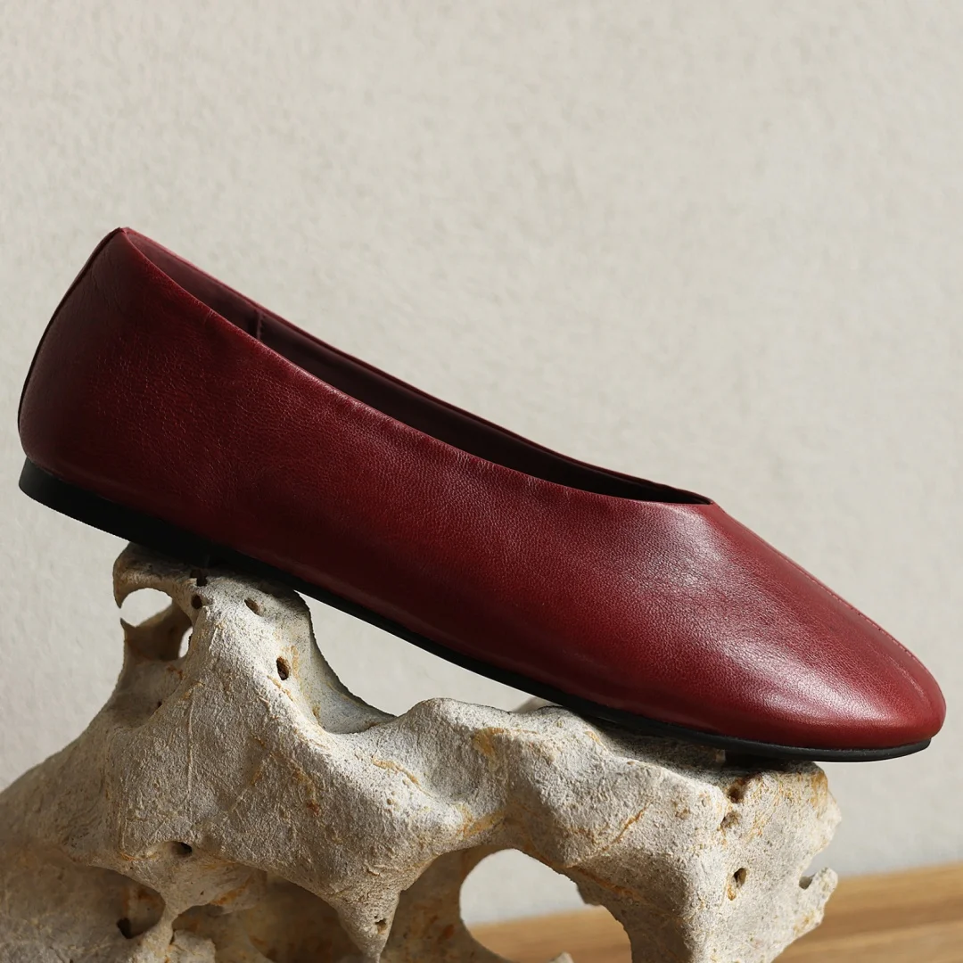 danxuefei plus size 34-42 women's sheepskin round toe slip-on ballet flats high quality soft comfort casual female ballerians
