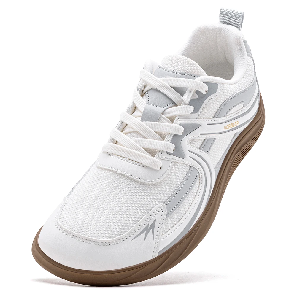 HOBIBEAR Wide Toe Box Shoes Unisex Minimalist Artificial Leather Mesh Sneakers Casual Lace Up Walking Shoe for Men Women