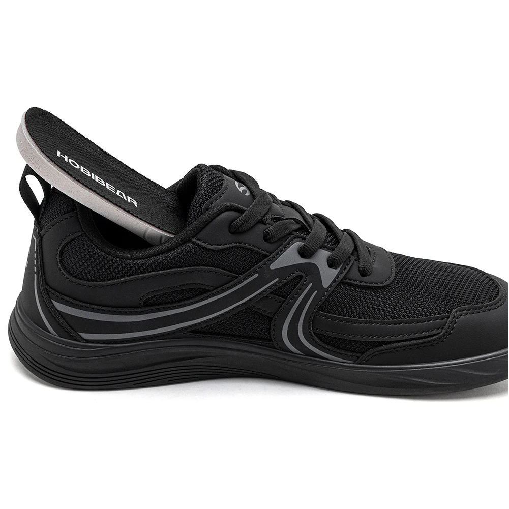 HOBIBEAR Wide Toe Box Shoes Unisex Minimalist Artificial Leather Mesh Sneakers Casual Lace Up Walking Shoe for Men Women