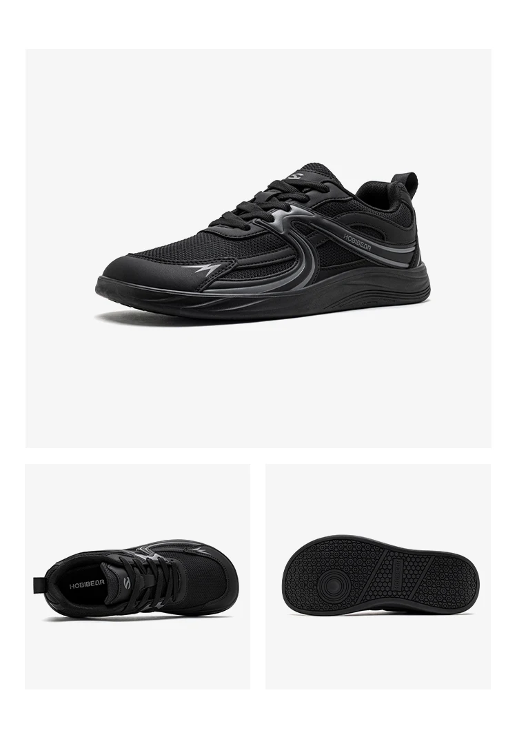 HOBIBEAR Wide Toe Box Shoes Unisex Minimalist Artificial Leather Mesh Sneakers Casual Lace Up Walking Shoe for Men Women