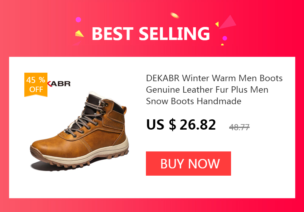 DEKABR Winter Warm Men Boots Genuine Leather Fur Plus Men Snow Boots Handmade Waterproof Working Ankle Boots High Top Men Shoes