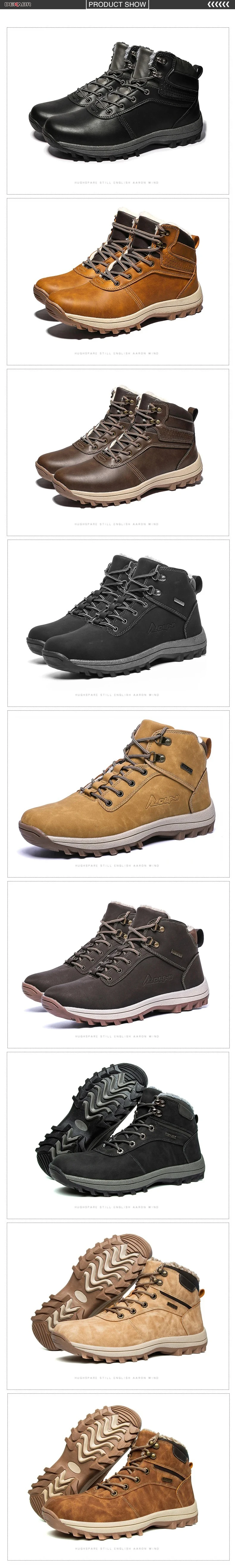 DEKABR Winter Warm Men Boots Genuine Leather Fur Plus Men Snow Boots Handmade Waterproof Working Ankle Boots High Top Men Shoes