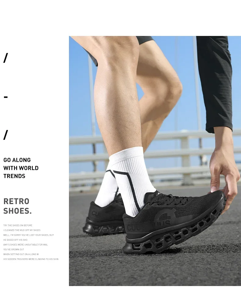 2026Male Cushioning Sneakers NonSlip Casual Sports Shoes Lightweight Men's Walking Running Shoes Hhollow Design Large Size 39-45