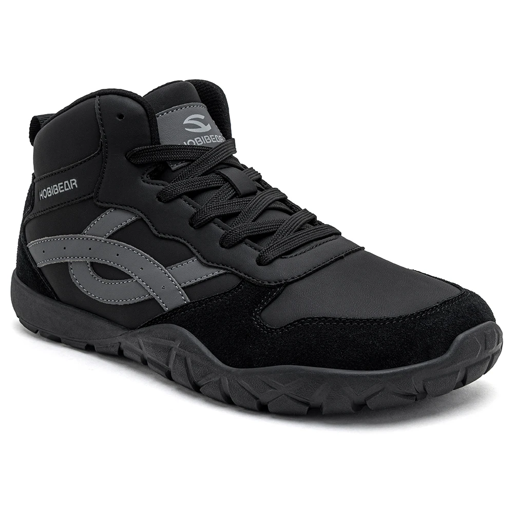 HOBIBEAR Mid-Top Wide Width Hiking Boots Unisex Outdoor Walking Sneakers Artificial Leather Non-Slip Trail Running Ankle Shoes