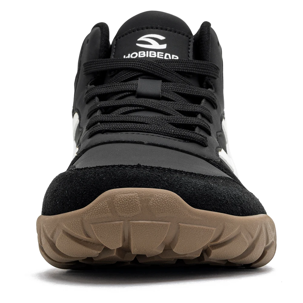HOBIBEAR Mid-Top Wide Width Hiking Boots Unisex Outdoor Walking Sneakers Artificial Leather Non-Slip Trail Running Ankle Shoes