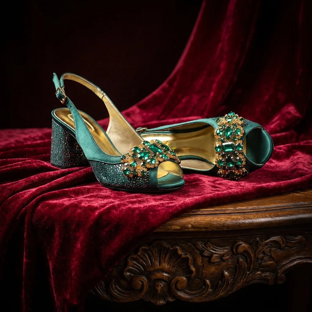 New INS Style Fashion Itlian Design High Heels Shoes  and Bag Set Rhinestone-Embellished Designer Shoes Heel Perfect for Party