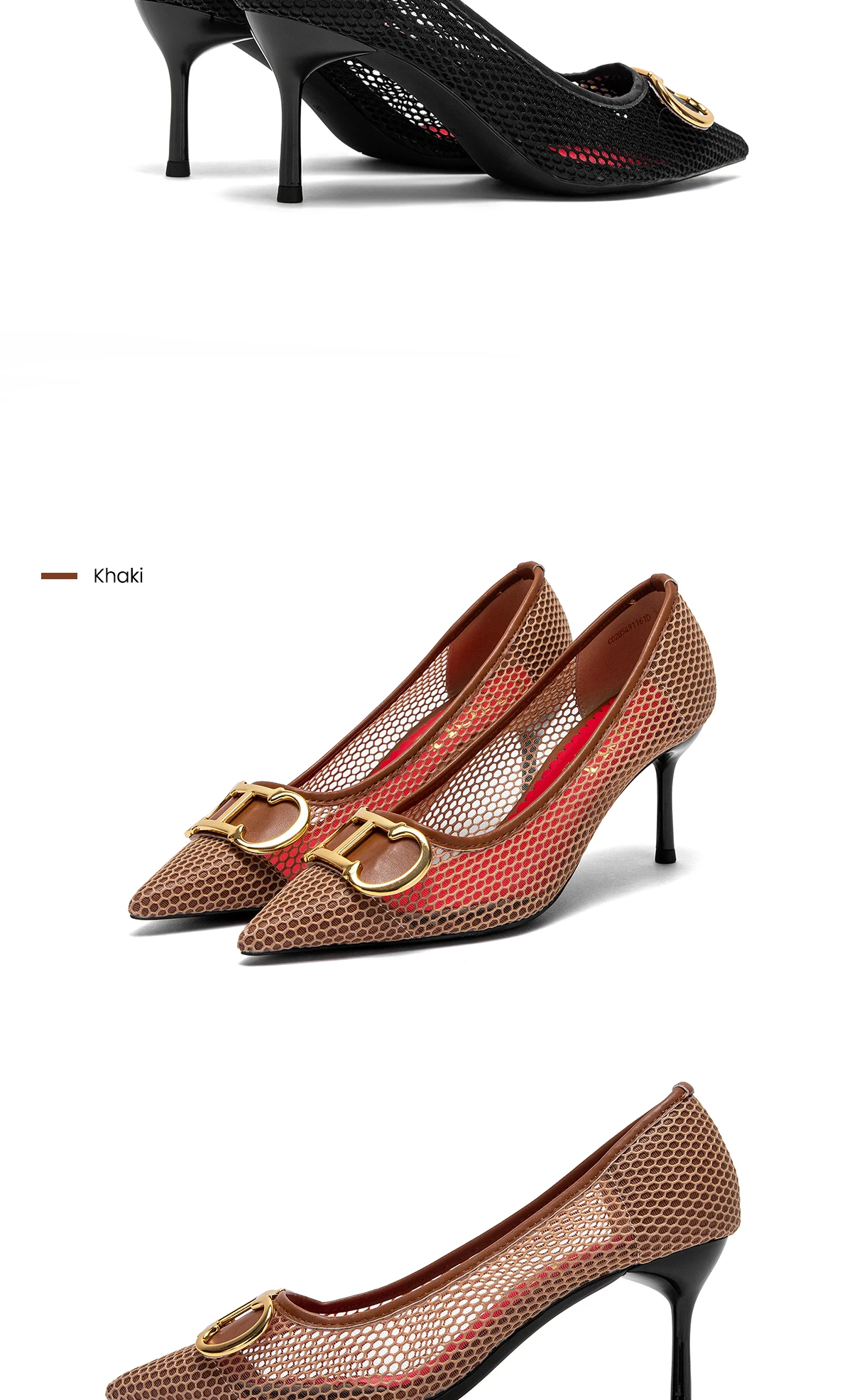 C-H High Heels Red 2026 Spring New Hollow Business Women's Shoes 7cm Red Evening Shoes net