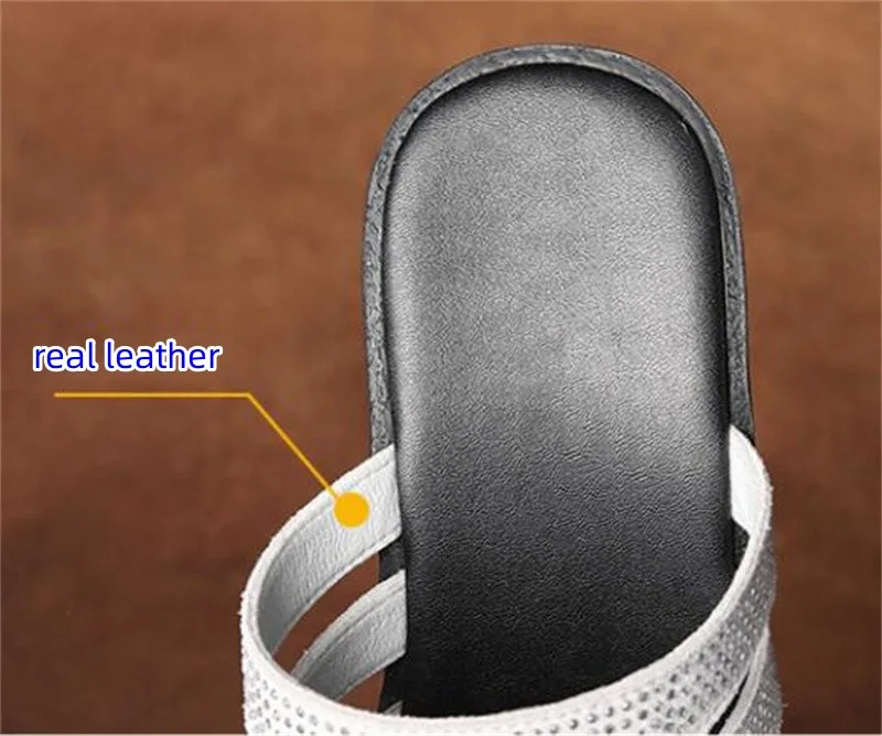 ZXRYXGS Hollow Cowhde Summer Leather Slippers Women Shoes High Heel Sandals 2026 Summer Women Sandals Platform Wedges Slippers