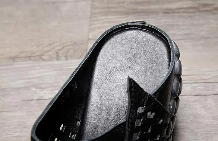 ZXRYXGS Hollow Cowhde Summer Leather Slippers Women Shoes High Heel Sandals 2026 Summer Women Sandals Platform Wedges Slippers