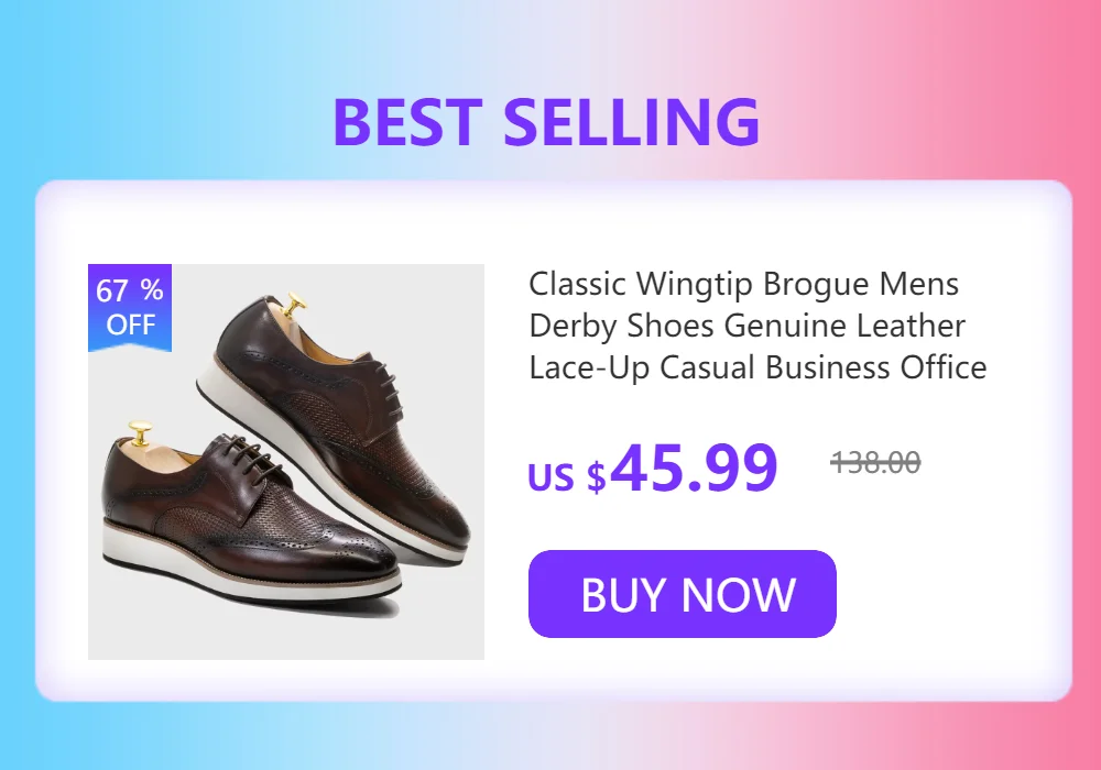 Men's Real Leather Oxford Shoes Classic Wing Tip Toe Lace-Up Handmade Comfortable Casual Sneakers for Business Office