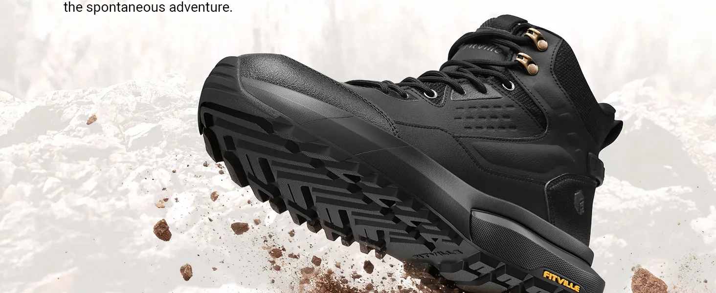 FitVille Men's Boots Water Resistant Extra Wide Toe High-top Hiking Shoes for Men Non-Slip Outdoor Tactical Combat Military Boot
